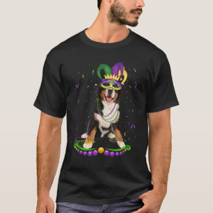 Bernese Mountain Wearing Carnival Mask Mardi Gras T-shirt