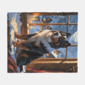 Bernese Mountain With Christmas Lights Holiday  Fleece Deken (Voorkant (Horizontaal))
