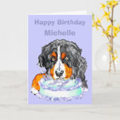 Bernese Mt Dog Birthday CUSTOMIZE Kaart (Gele Bloem)