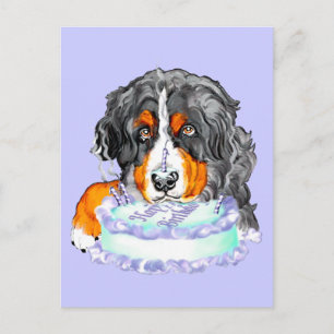 Bernese Mt Dog Cake Face Birthday Briefkaart
