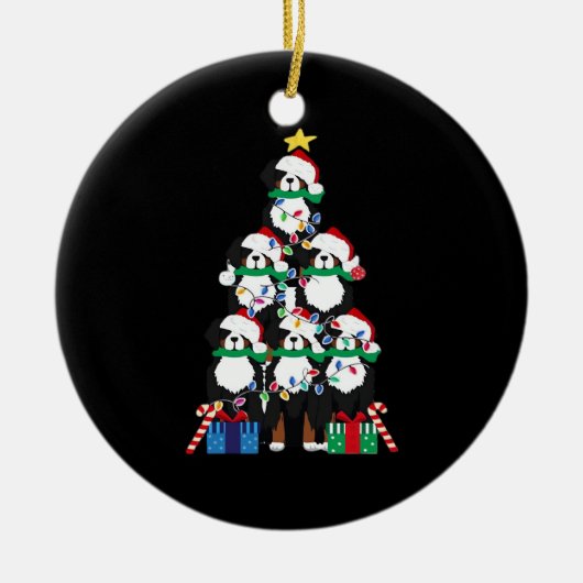 Bernese Mt Dog Puppy Christmas Tree Classic T-Shir Keramisch Ornament (Voorkant)