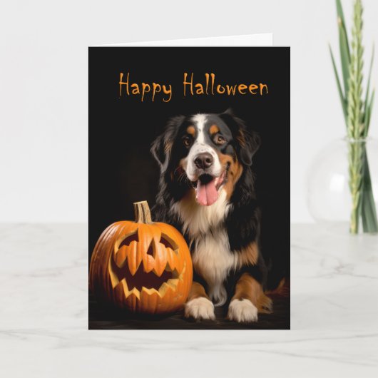 Bernese Mt. Hond Halloween Kaart (Voorkant)