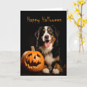 Bernese Mt. Hond Halloween Kaart (Gele Bloem)