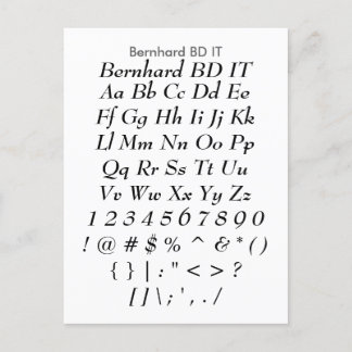 Bernhard BD IT - Zazzle Font Sampler Sheet Briefkaart