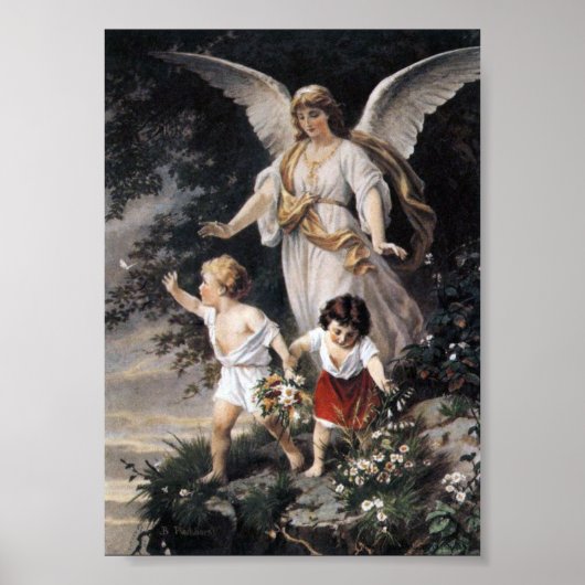 Bernhard Plockhorst - The Guardian Angel Print (Voorkant)