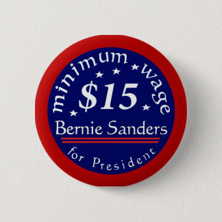 Bernie Sanders Campaign Button, minimumloon $ 15 Ronde Button 5,7 Cm
