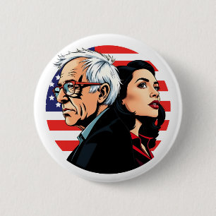 Bernie Sanders en AOC vechten tegen oligarchie Ronde Button 5,7 Cm