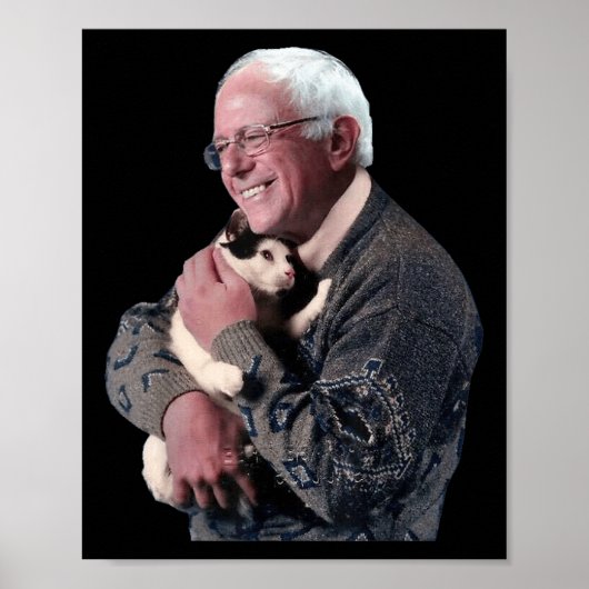 Bernie Sanders Hugging Cat Shirt Cute Animal Lover Poster (Voorkant)