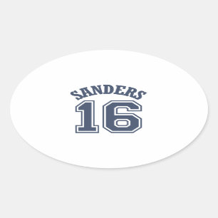 Bernie Sanders Sports Jersey Nummer 16 Ovale Sticker