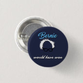Bernie Sanders zou een Button van Won Funny hebben (Voorkant /achterkant)