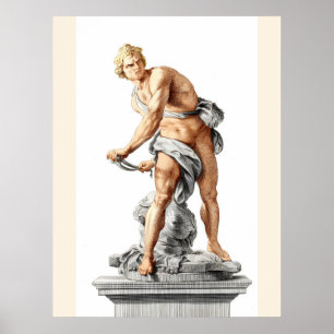 Bernini's David in een gravure van Nicolas Dorigny Poster