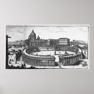 Bernini's oorspronkelijke plan voor het Sint-Peter Poster