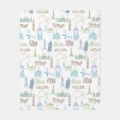 beroemd Landmarks Pattern Fleece Deken (Voorkant)