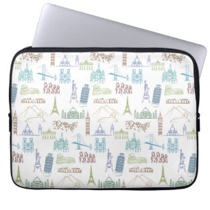 beroemd Landmarks Pattern Laptop Sleeve