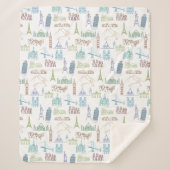beroemd Landmarks Pattern Sherpa Deken (Voorkant)