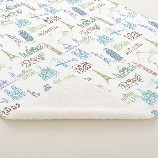 beroemd Landmarks Pattern Sherpa Deken (3/4)