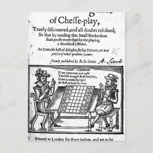 beroemd spel Chess, 1614 Briefkaart (Voorkant)