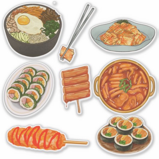 Beroemd Zuid-Koreaans straatvoedsel Schattig Sticker (Voorkant)