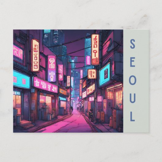 Beroemde bezienswaardigheden van Seoul: een retro Briefkaart (Voorkant)