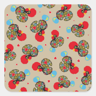 Beroemde haan van Barcelos Nr 06 Patroon Vierkante Sticker