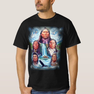 Beroemde Indianen Indiase Chiefs Mannen Zwart T-shirt
