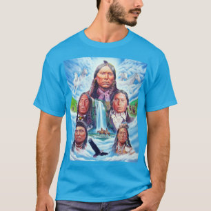 Beroemde Indianen Mannen Modern Blauwgroen Blauw T-shirt