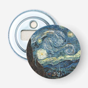 Beroemde kunst - Sterrennacht van Vincent van Gogh Button Flesopener