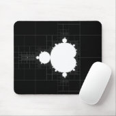 Beroemde Mandelbrot Fractal set wit op zwart Muismat (Met muis)