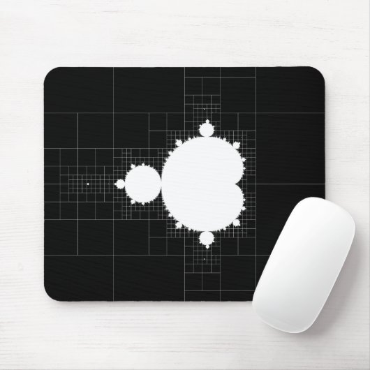 Beroemde Mandelbrot Fractal set wit op zwart Muismat (Met muis)