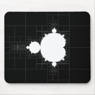 Beroemde Mandelbrot Fractal set wit op zwart Muismat