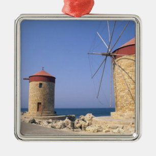 Beroemde oude windmolens van Rhodos Griekenland Metalen Ornament
