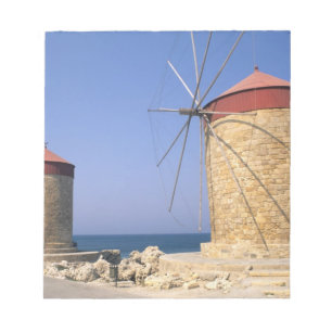 Beroemde oude windmolens van Rhodos Griekenland Notitieblok