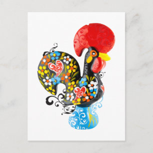 beroemde rooster van Barcelos Nr 06 - Floral editi Briefkaart