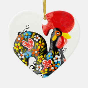 beroemde rooster van Barcelos Nr 06 - Floral editi Keramisch Ornament