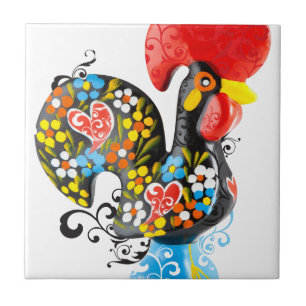 beroemde rooster van Barcelos Nr 06 - Floral editi Tegeltje