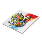 beroemde rooster van Barcelos Nr 06 - Floral editi Tegeltje (Zijkant)