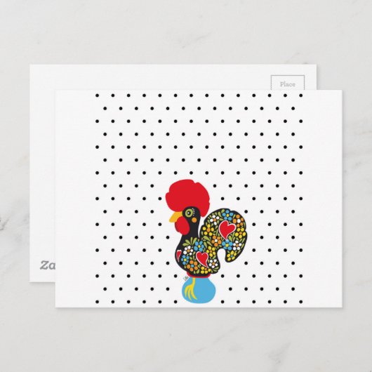 beroemde rooster van Barcelos Nr 06 - Polka Dots Briefkaart (Voorkant / Achterkant)