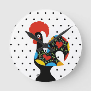 beroemde rooster van Barcelos Nr 09 - Polka Dots Ronde Klok