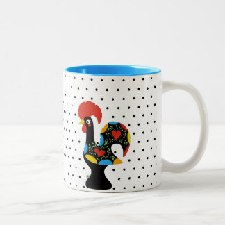 beroemde rooster van Barcelos Nr 09 - Polka Dots Tweekleurige Koffiemok