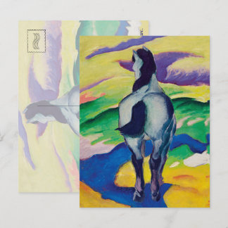 beroemde schilderijen van Blue Horse II van Franz  Briefkaart