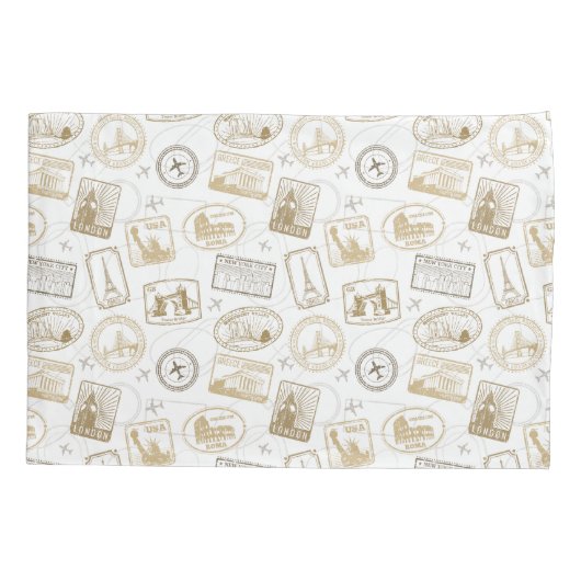 beroemde World Landmarks World Traveler Pattern Kussensloop (Achterkant)