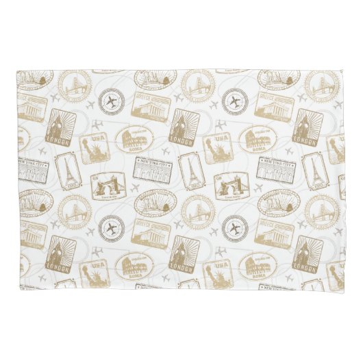 beroemde World Landmarks World Traveler Pattern Kussensloop (Voorkant)