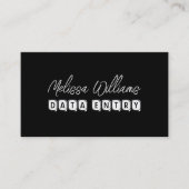 Beroep Data Entry Specialist Zwart-wit Visitekaartje (Voorkant)