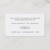 Beroeps- en moderne aanklager visitekaartje (Achterkant)