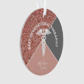 Beroepstherapie Roze Glitter Gepersonaliseerd Ornament (voorkant)