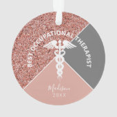 Beroepstherapie Roze Glitter Gepersonaliseerd Ornament (achterkant)
