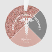 Beroepstherapie Roze Glitter Gepersonaliseerd Ornament (voorkant)