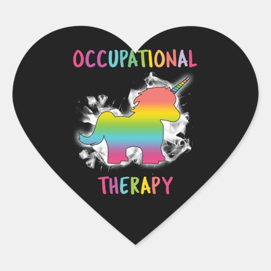 Beroepstherapie Unicorn bij Therapist Hart Sticker (Voorkant)