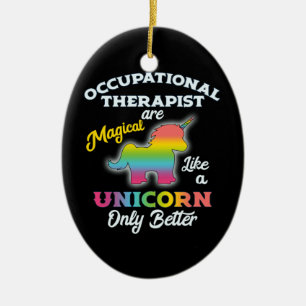 Beroepstherapie Unicorn bij Therapist Keramisch Ornament