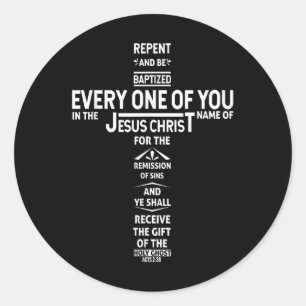 Berouw Hebben En Gedoopt Worden In De Naam Van Jez Ronde Sticker